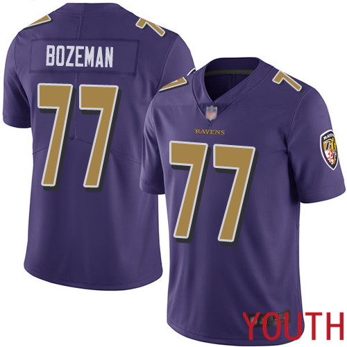 Baltimore Ravens Limited Purple Youth Bradley Bozeman Jersey NFL Football #77 Rush Vapor Untouchable->youth nfl jersey->Youth Jersey